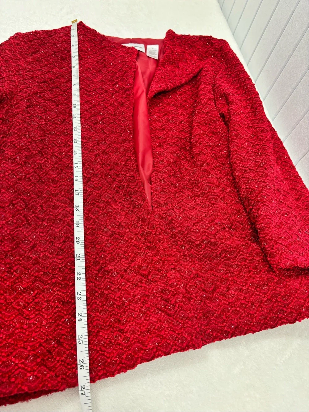 Alfred Dunner Women's Textured Shimmer Open Jacket Size 10